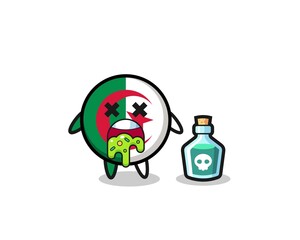 Poster - illustration of an algeria flag character vomiting due to poisoning