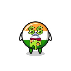 Sticker - india flag character with an expression of crazy about money