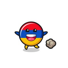 Sticker - the happy armenia flag cartoon with running pose