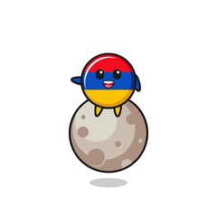 Wall Mural - illustration of armenia flag cartoon sitting on the moon