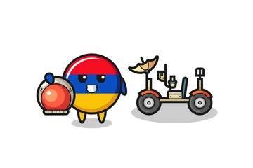 Wall Mural - the cute armenia flag as astronaut with a lunar rover