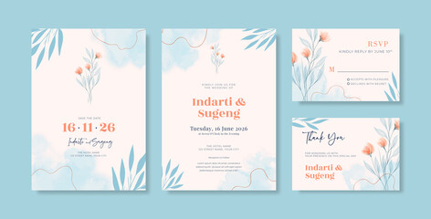 Sticker - Beautiful and elegant wedding invitation with watercolor floral