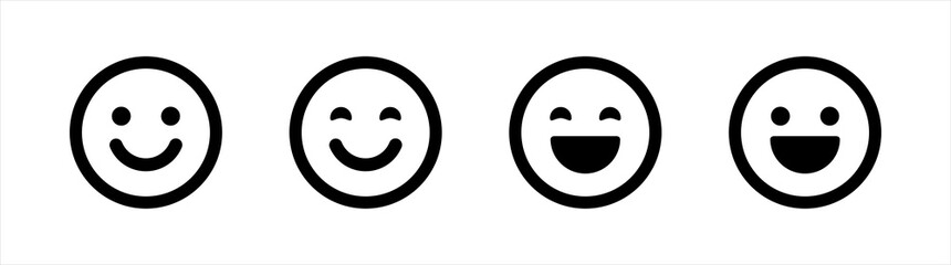 Happy smiley face or emoticon line art icon for apps and websites