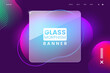 Abstract background in glassmorphism style. Square shape with glass overlay effect. Colorful bright liquid gradient shapes. Ideal for banner, web page, poster, advertisement. Vector illustration.