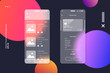 UI UX screens kit in glassmorphism style. Smartphone screen with glass overlay effect isolated on abstract background. Mockup for mobile app presentation. Vector illustration