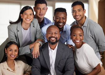 Poster - Were in the business of success. Cropped portrait of a diverse group of businesspeople posing in their office.