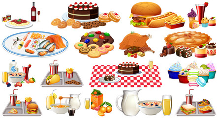 Wall Mural - Foods and beverages set