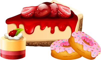 Poster - Delicious desserts cartoon set