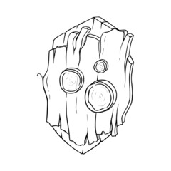 Wooden shield for games. Sketch of knight shield. Vector illustration isolated in white background