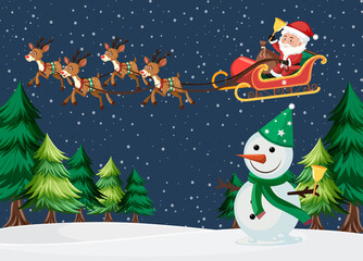 Poster - Christmas theme with Santa and snowman