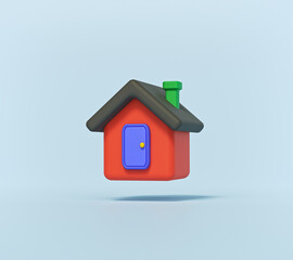 Aufkleber - minimal style cute home, house icon isolated. 3d rendering