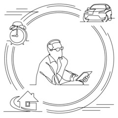 Poster - concept visualization line icon drawing of lifestyle work life family balance