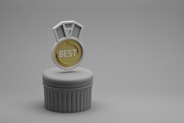 Aufkleber - Beautiful abstract illustrations Best medal symbol icons on a column and wonderful background. 3d rendering illustration. Background pattern for design.
