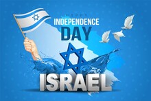 happy independence day Israel. stylish 3d letter with Israel flag. vector illustration design
