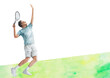 テニスをする人　手描き　水彩イラスト