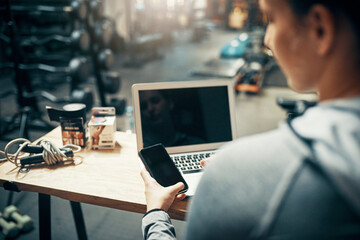 Poster - I always find what im looking for online. Cropped shot of an unrecognizable woman using her cellphone while sitting at her desk.