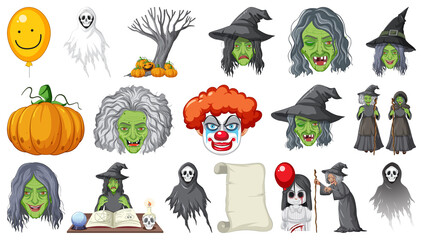 Wall Mural - Halloween set with scary monsters