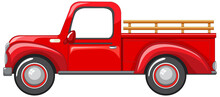 Old Red Truck On White Background