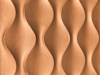 Wall Mural - light brown 3d interior decorative wall panel with unusual wavy geometric shape. wooden beige backgr