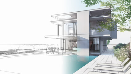 Aufkleber - Architecture design of a luxury house