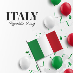 Poster - Vector Illustration of Republic Day Italy. Background with balloons, flags
