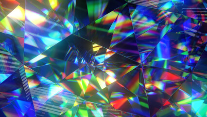 diamond facets abstract diffraction background 3d render