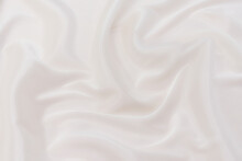 Abstract And Soft Focus Wave Of White Or Ivory Fabric Background, White Ivory Texture And Detail
