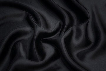 Wall Mural - Close-up texture of natural gray fabric or cloth in black color. Fabric texture of natural cotton or linen textile material. Gray or black canvas background.