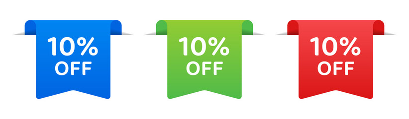 Poster - Set of Sale offer 10% off banners design template, discount tags icon. Promotion concept