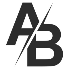 Poster - Letters A B ab logo separated diagonally by lightning strike, a versus vs b ab
