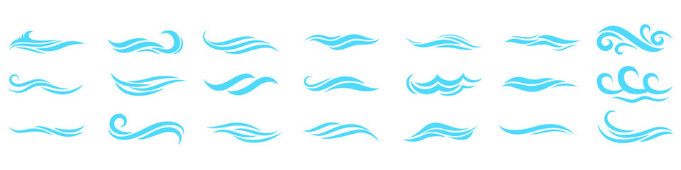 Wall Mural - blue waves icon vector set. wave illustration sign collection. ocean symbol. water logo.