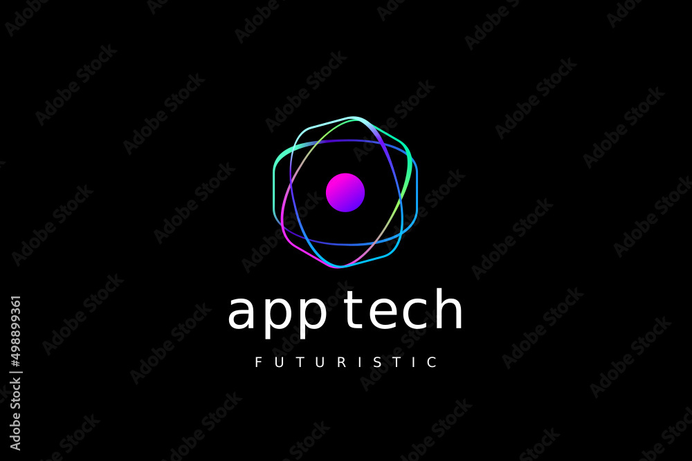 tech round gradient corporate logo design
