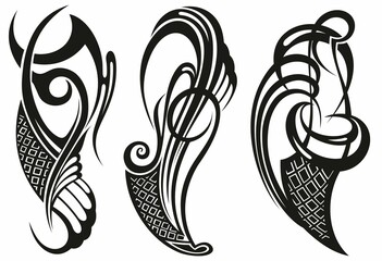 Wall Mural - set of gothic style tattoo as abstract shape