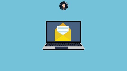 Poster - 4k animation of email marketing and social networking system. social media marketing and other facil