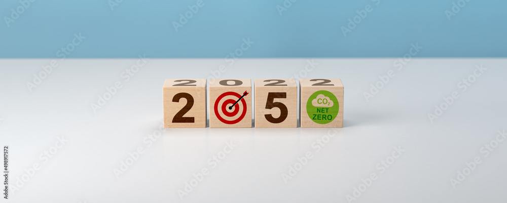Photo Stock Net zero by 2050. Carbon neutral. Net zero greenhouse gas ...