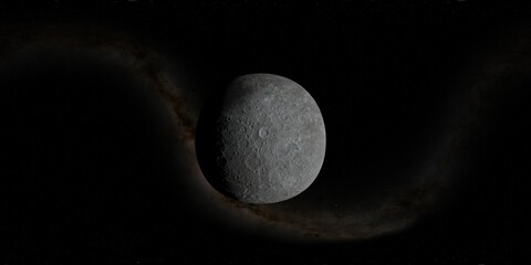 Wall Mural - 360 degree environment map of an orbital view of the moon in a height of 750 km above the crater tyc