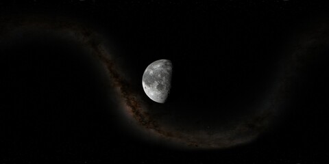 360 degree environment map of an orbital view of the moon in a height of 2500 km above the surface. 