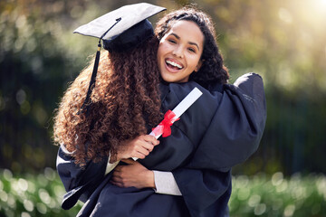 Wall Mural - Whatever comes next, Ill be doing it with my best. Shot of two young women hugging on graduation day.