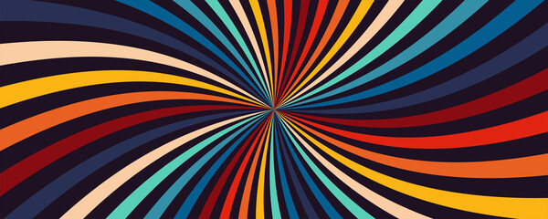 Poster - Abstract design retro style with stripes element background rounded 1970 Vector illustration