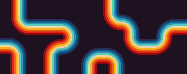 Abstract design retro style with stripes element background rounded 1970 Vector illustration