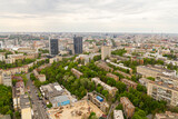 Fototapeta Paryż - Ukraine, Kyiv – May 02, 2015: Aerial panoramic view on central part of Kyiv from a roof of a high-rise building