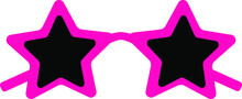Vector Illustration Of Pink Glasses In Stars Form