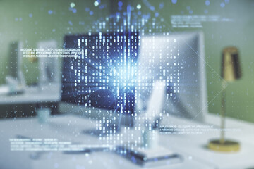 Aufkleber - Creative concept of code skull illustration on modern laptop background. Hacking and phishing concept. Multiexposure