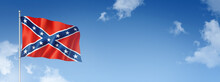Confederate Flag Isolated On A Blue Sky. Horizontal Banner