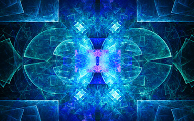 Poster - digital illustration abstract image generated fractal background image wallpaper pattern of various geometric shapes and lines of various colors for computer graphics or web design