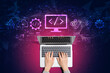 © Tierney - Web development concept with person using a laptop computer