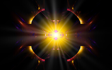 Aufkleber - digital illustration abstract image generated fractal background image portal pattern of various geometric shapes and lines of various colors for computer graphics or web design