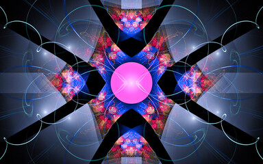 Poster - digital illustration abstract image generated fractal background image wallpaper pattern of various geometric shapes and lines of various colors for computer graphics or web design