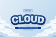 3d fun comfy blue cloud editable text effect. eps vector file. kid children playful
