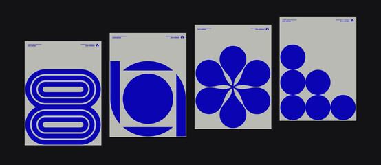 Fototapete - Swiss Poster Design Graphics Set Made With Helvetica Typography Aesthetics And Geometric Forms